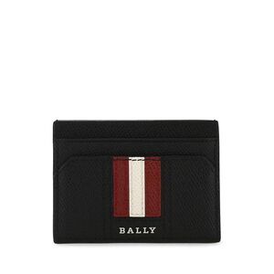 BALLY Leather Cardholder with Signature Stripe Men BLACK Leather Goods